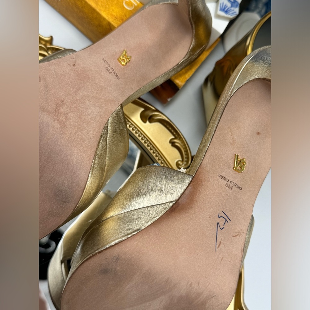 🆕 VERONICA BEARD 🧿 NWOB Dali Platform Mule - Light Gold - Size 6 - Picture 12 of 16